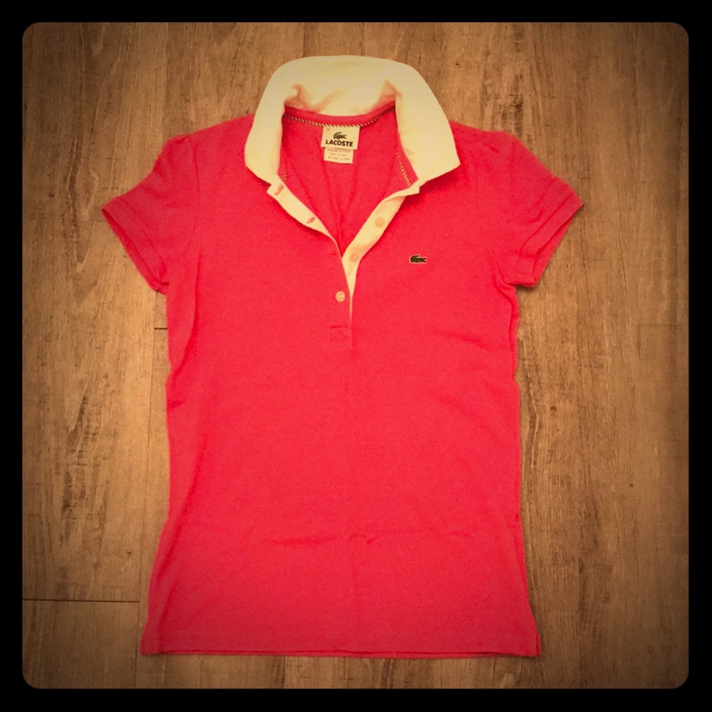 Bright preppy pink Lacoste polo, 36